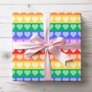 Vibrant Rainbow Heart Wrapping Paper