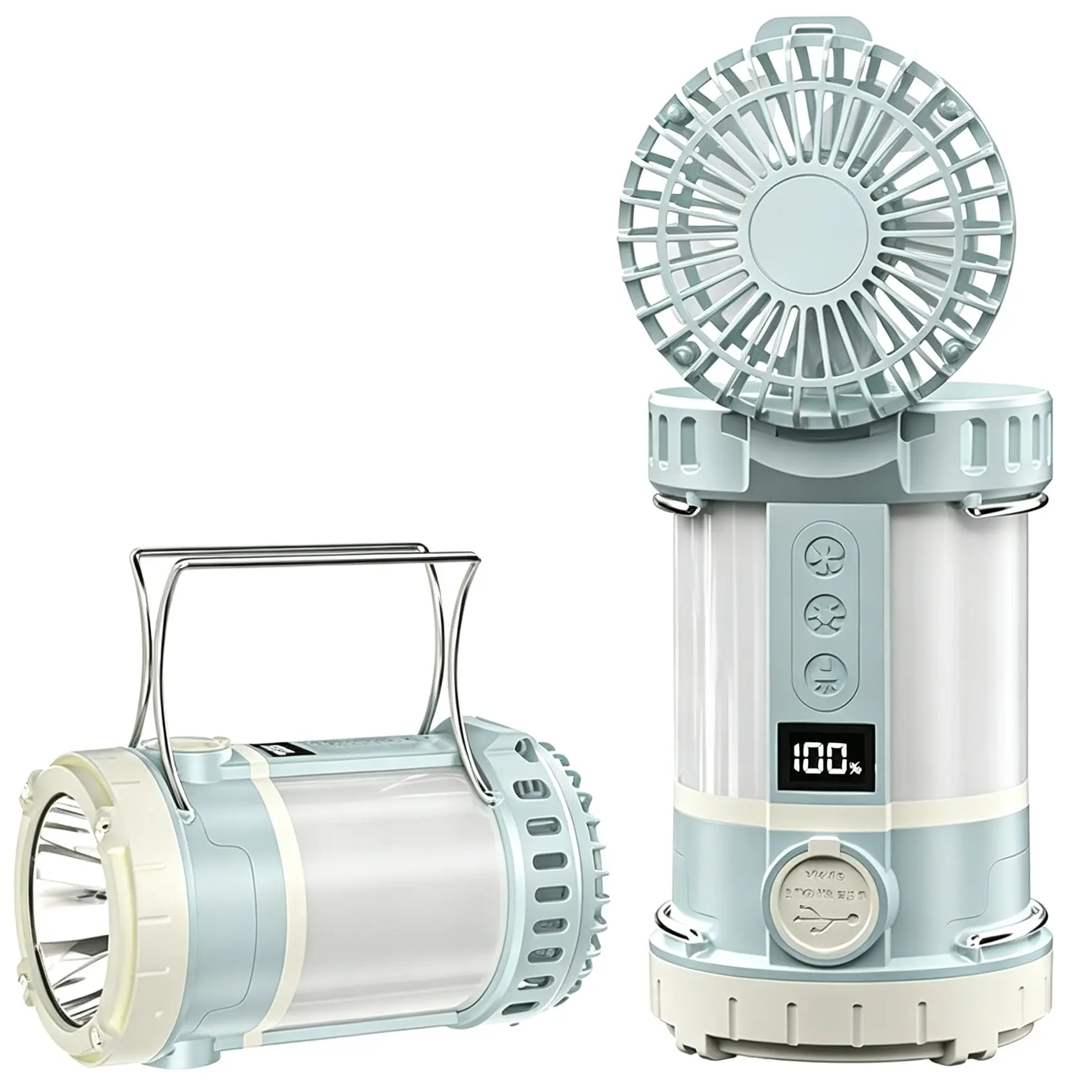 3-in-1   Camping Lantern, USB-C Powered Portable Tent Light  Cooling Fan, Spotlight & Atmosphere Lamp for Camping, Hiking Rechargeable LED Flashlight with Laser home outdoor power outage emergency
