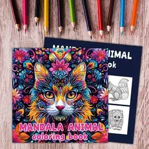 Mandala Animal Coloring Book for Adults, 24 Pages Creative Watercolor Doodle Illustrations, Stress Relief Art Therapy Activity Set, Watercolor Workbook
