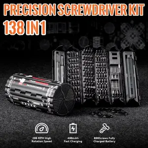 138-In-1 Precision Electric Screwdriver Set, High Torque LED Light, Strong Magnetic Bits, Portable Case, Ideal for DIY and Professional Use