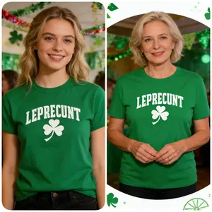 [Ladies: recommend sizing down] St Patricks Day Leprecunt Baby Tee Y2k Irish Shirt, Funny Shamrock Cute Women's St Paddy Outfit, Green Party short sleeves T-Shirt PLK0034