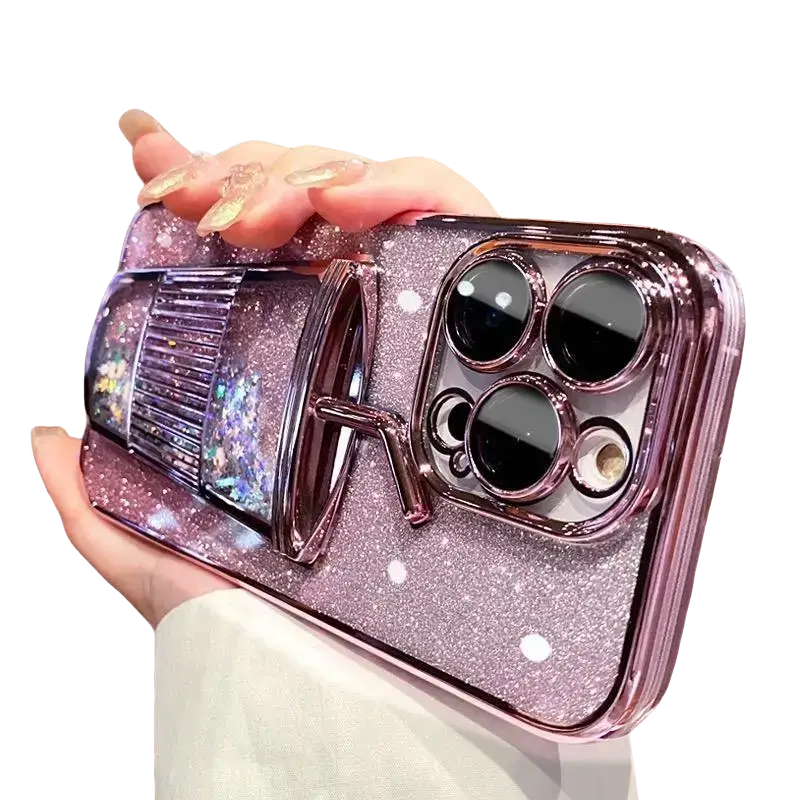 Colorful Quicksand Coffee Cup Milk Tea Phone Case for iPhone 12 13 14 15 16promax dropproof Accessories phonecaseCellphone Shockproof Smartphone Prot