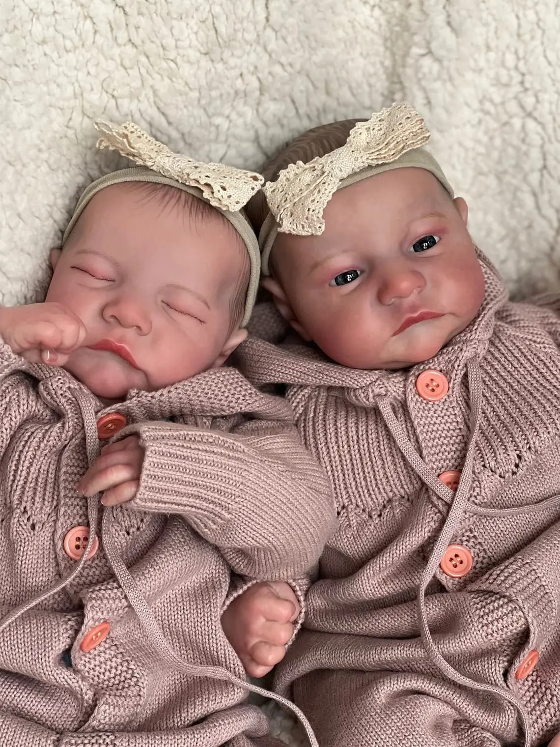 Reborn Dolls 19 Inch 48cm Handmade Twins Realistic Newborn Baby Doll with Cloth Body That Look Sleeping Dolls Birthday Gift for Kids Age 3+ Cute Dolls Christmas Gifts collector year birthday present