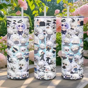 20oz Stainless Steel Tumbler, 1 Count Gojo Satoru Pattern Insulated Water Bottle, Stainless Steel Thermos, Stainless Steel Flask, Drinking Cup for Home Office School, Boyfriend Gift, Drinkware, Summer Cool Bottle