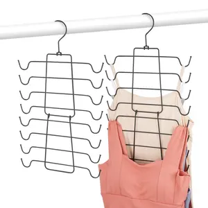 2-Pack Black Tank Top Hanger Set, Clothes Hanger Organizers, Bra Organizer for Closet & Dorm Room Essentials, Space-Saving Design for Camisoles, Bras, Swimsuits, Stainless Steel Hanger