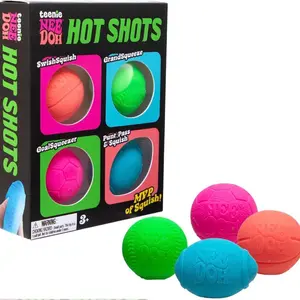 Needoh HOT SHOTS TEENIE MINI BALLS 4 Pack -Schylling NeeDoh SPORTS Sensory Stress Relief Squishy Fidget SQUEEZE BALL