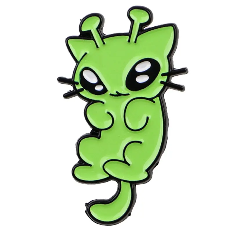 Adorable Alien Cat Cartoon Animal Badge, Cute Unique Pin Fashion Accessory for Men&Women Daily Fashion Clothing Decoration, Perfect Gift for Cat Lovers