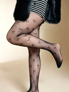 Women's Fishnet Stockings, Sheer Mesh with Bow Embroidery, Perfect for Daily Wear, Fashionable Design, Ideal for Wedding Season