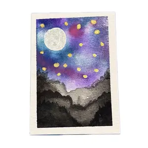 #9 Art Watercolor Card ACEO Handmade Original Trading Card with Vibrant Abstract Design