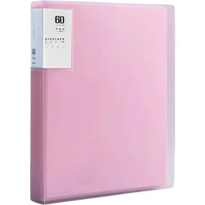 M&G 60 Pocket Binder with Plastic Sleeves 9.2x12, A4 Portfolio Folder with Clear Sheet Protectors, Art Presentation Book, Display 120 Pages, Document Paper Organizer for Artwork, Office(Pink)