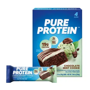Pure Protein Bars, Chocolate Mint Cookie, 20g Protein, Gluten Free, 4 Count, 7.4 Ounce