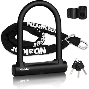 Motorcycle Locks Anti Theft, Heavy Duty Bike U Lock with 4FT Chain and Bracket,15mm Shackle Electric Bicycle Lock For Scooter, 3 Keys Motorcycle Wheel Lock For Ebike,Moped,Tricycle (160mm)