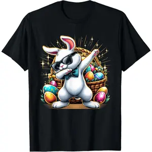 Dabbing Bunny Rabbit Easter Egg Hunt T-Shirt for Boys Kids and Toddlers