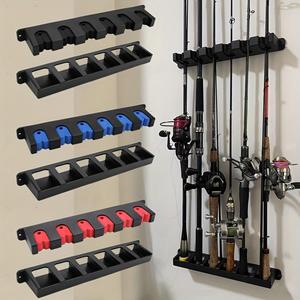wall mounted fishing rod holder, easy to install fishing rod rack, fishing rod storage rack, fishing accessories for garage and sports equipment storage, fishing tackle organizer, fishing gear