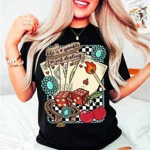 Life is a Gamble Shirt, Retro Turquoise Western, Country , Wild West Gifts, Retro Cowboy Graphic Cotton