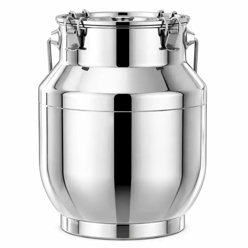 304 Stainless Steel Milk Can / Wine Storage Barrel / Large Liquid Storage Container – Features Locking Sealed Lid and Handles; Suitable for Tea Storage and as a Sealed Food Storage Container for Home and Commercial Use