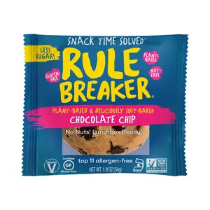Rule Breaker Snacks Vegan Gluten Free | Chocolate Chip Blondie Cookies | Plant-Based, Dairy, Nut, Soy, Allergen Free, Kosher | Soft-Baked, Great for lunchboxes Snacks for Kids and Adults (Pack of 12)