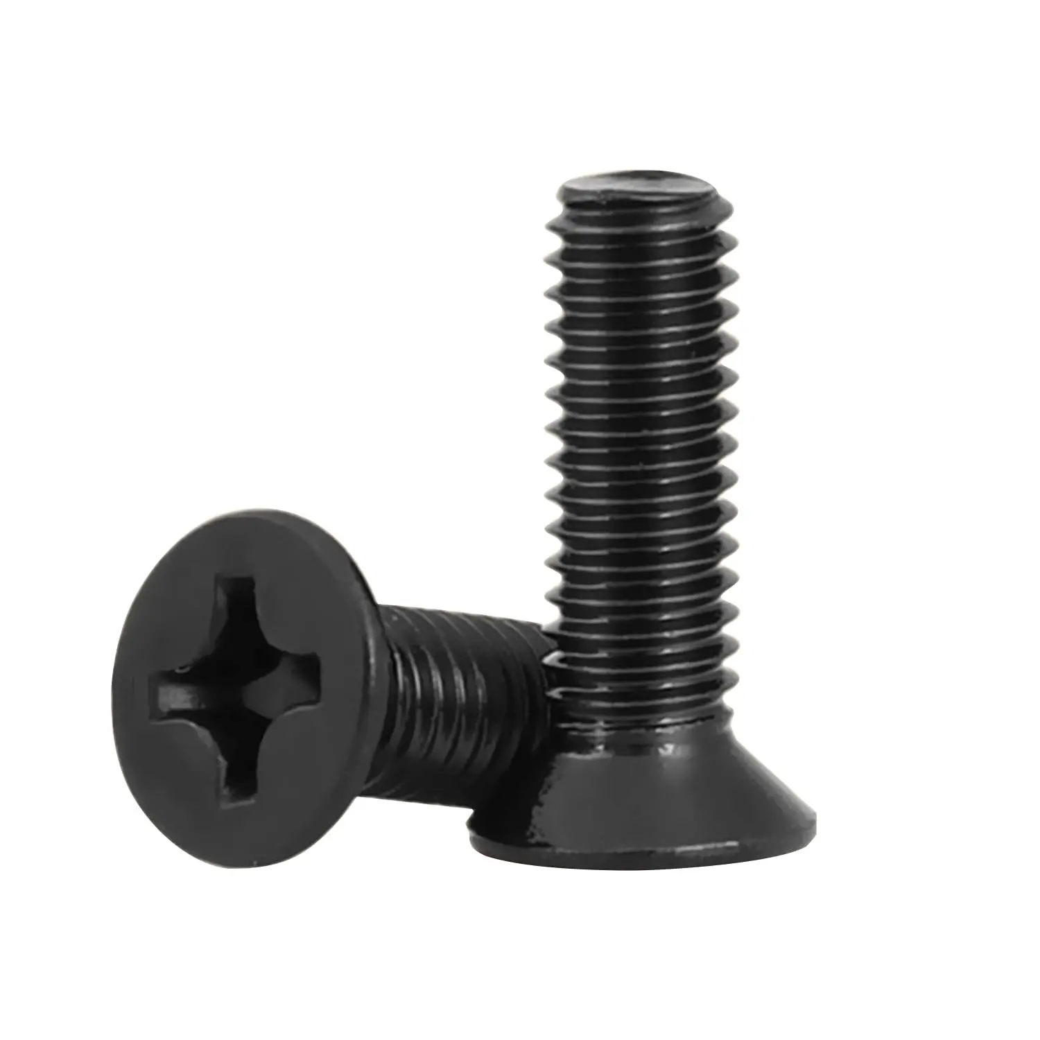 Bulk Pack Phillips Drive Flat Head Machine Screws, #10-24 x 3/4'' Fully Threaded, 50 Count, Black Oxide 304 Stainless Steel 18-8 with Bright Finish