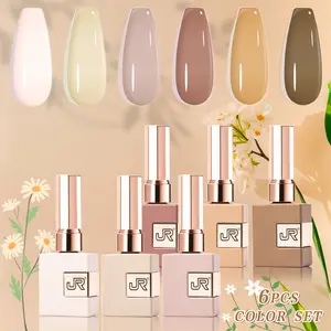 Summervibes JR 6PCS Gel Nail Polish Set, 18ml Soak Off UV/LED Gel Kit, Pastel Red Pink Nude Blue Purple Colors, Long-Lasting DIY Manicure Set for Beginners, Gift for Women