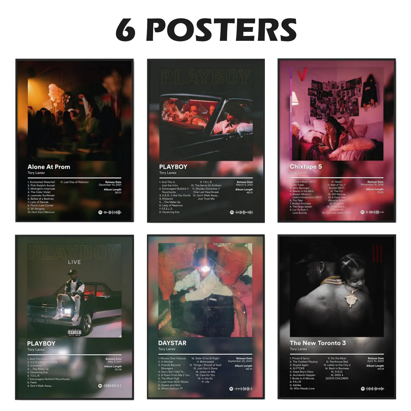 Tory Lanez Hip-Hop Album Poster Unframed Rap Album Premium Wall Art Poster Unframed HD Print Home Office Decor Unique Trendy Gift