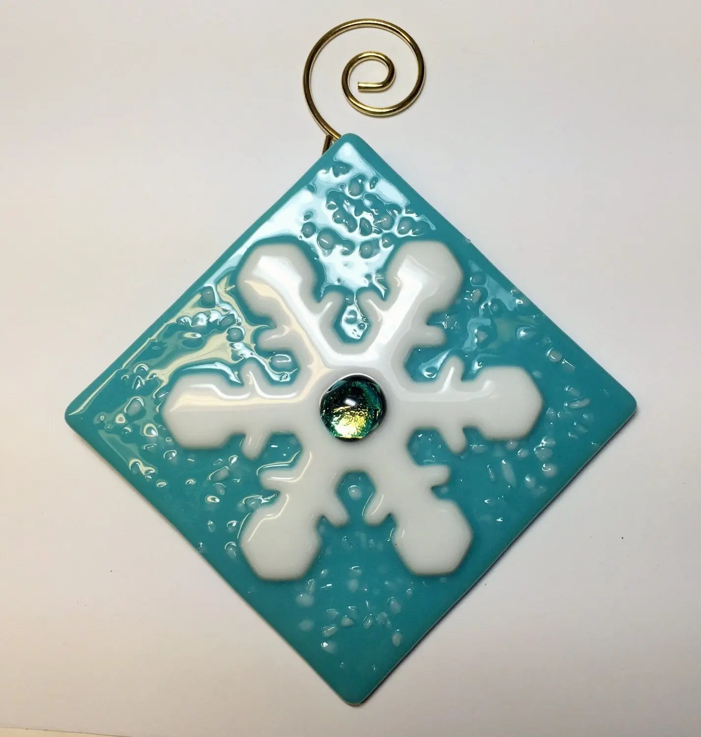 Jumbo Snowflake Fused Glass Christmas Tree Ornament Decoration