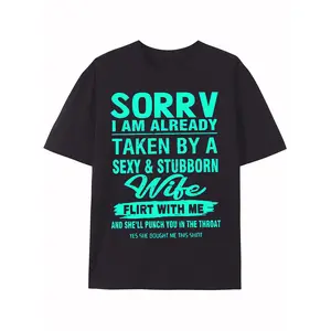 Sexy Husband's Favorite - Humorous Graphic Print Men's Casual Sports T-Shirt - Breathable, Quick-Drying, Round Neck, cotton Fiber, Relaxed Fit for Comfortable Daily Wear