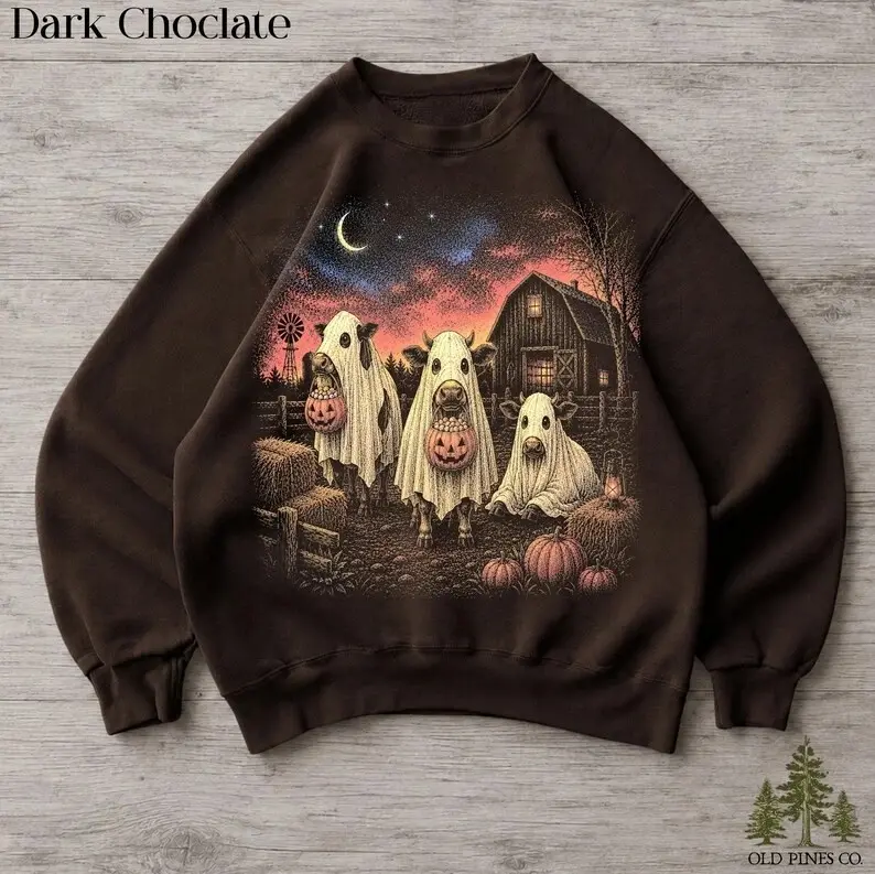 Retro Ghost Cows Sweatshirt