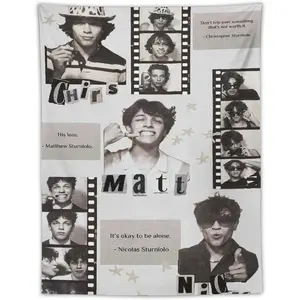 Sturniolo Band Triplets Tapestry Wall Hanging Flag Art Aesthetic Poster Dorm Tapestries For Bedroom Party Home Living Room Decor Cotton Decorative