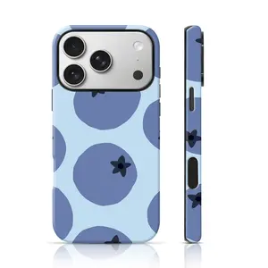 Blueberry Doodle Design Phone Protector 2 in 1 Case for iPhone 17 Pro Max/16 Pro Max /15Pro Max 15/14/13/12 & Samsung S26 /S25Ultra Unique Phone Case