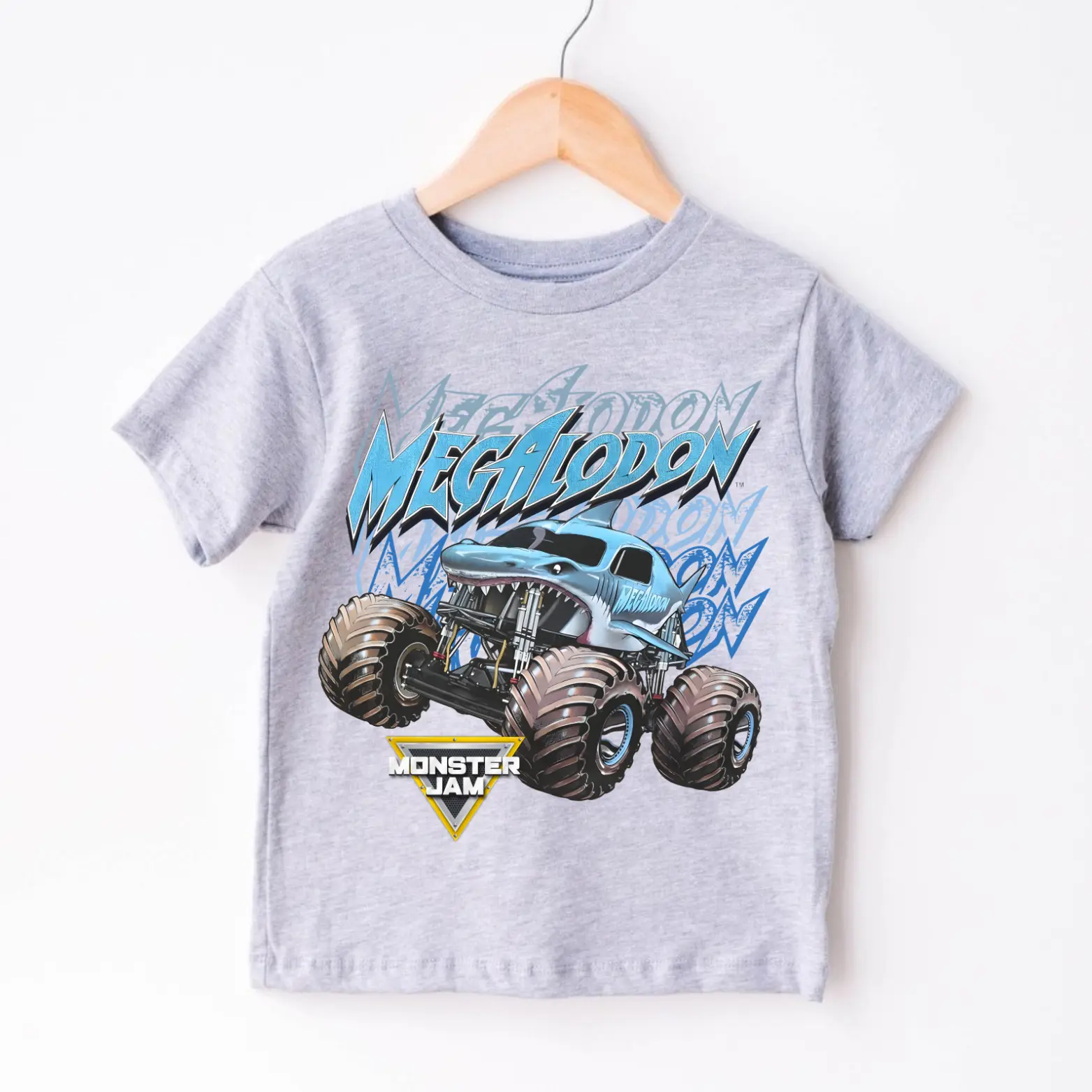 Youth & Adult Monster Jam Megalodon Graphic Short Sleeve T-Shirt for Monster Truck Fans, Racing Events and Motorsports Style