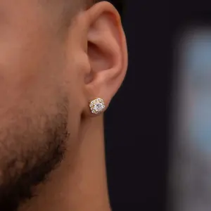 GLD Micro Clustered Diamond Earrings | 18k Yellow Gold Plated Bold Centered Stone with CZ Accent Stones 14k Solid Gold Posts (Sold as pair) Lifetime Guarantee - DealsForYouDays