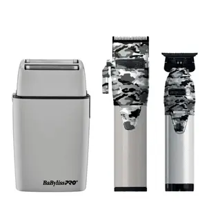 BaBylissPRO FOILFX02 Metal Double-Foil Shaver & LimitedFX Camo Metal Lithium Clipper & Trimmer Set FXHOLPK2CAM+FXFS2GY