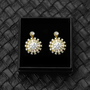 Moissanite Rotatable decompression stress-relieving sunflower Drop Earrings for Women - 2CT 6.5MM D VVS1 Stackable 18K Gold Plated Lab-Created Moissanite | Elegant Timeless | dealsforyoudays gift， Black Friday Gift