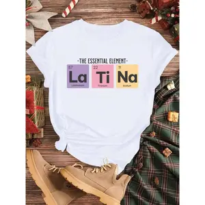 Womens Short Sleeve Graphic Tee The Essential Element La Ti Na Periodic Table Blocks Cute Science Pun Top for Teachers Students Casual Summer Outfit
