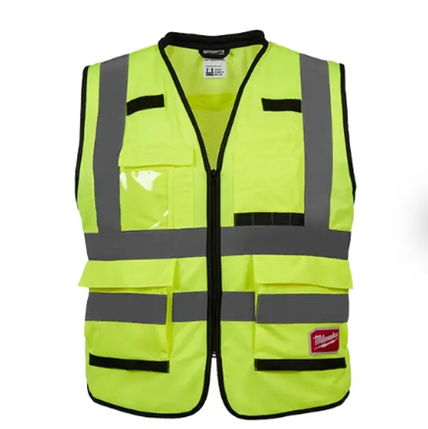Milwaukee 48-73-5083 2XL/3XL Class 2 High Vis Vest for Construction Workers, 600D Tear-Resistant, Multiple Pockets (15) for Storage, Reflective Strips, Adjustable for Better Fit, 15 Pockets