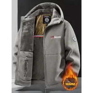 Men's Winter Warmth Fleece Jacket - Thick and Insulating Full-Zip Outerwear, Soft Polyester Lining, Zipper Pockets, Sporty and Casual Outdoor Jacket - Machine Washable, Regular Fit, Available in Large Size, High-Quality Men's Jacket.