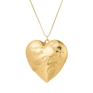 Elegant Carve Heart Locket Necklace Photo Holder Fashion Jewelry Gifts