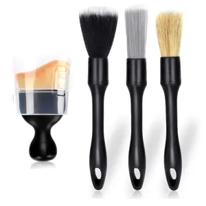 4 Counts Set Car Detailing Brushes, Soft Professional Portable Brush for Car Interior Cleaning & Dust Removal, Car Valeting Kit,Car Interior Cleaning Brush Set, Cleaning Supplies, Automotive