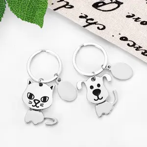 OIDEA Cute Pet Cat Dog Keychain with Custom Engraving, Movable Body Alloy Friendship Gift Key Ring