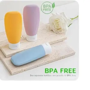 TSA Approved Leakproof Travel Bottles Set BPA Free 2oz Squeeze Bottles Plastic & BPA Free Organiser Tin