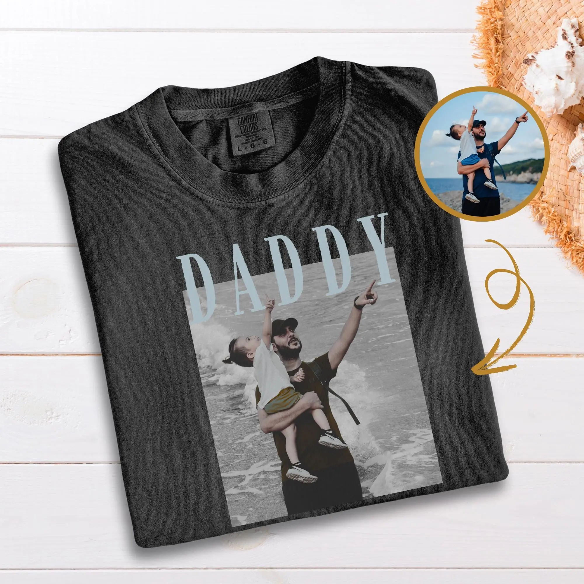 Comfort Color Custom Vintage Photo Dad Shirt – Personalized Comfort Colors Tee, Retro Bootleg Design, Father's Day Gift, Custom Picture T-Shirt