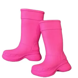 Luxury co-branded Cave rubber Rain boots Anti slip Thick Bottom High top knee boots Designer Walking shoes
