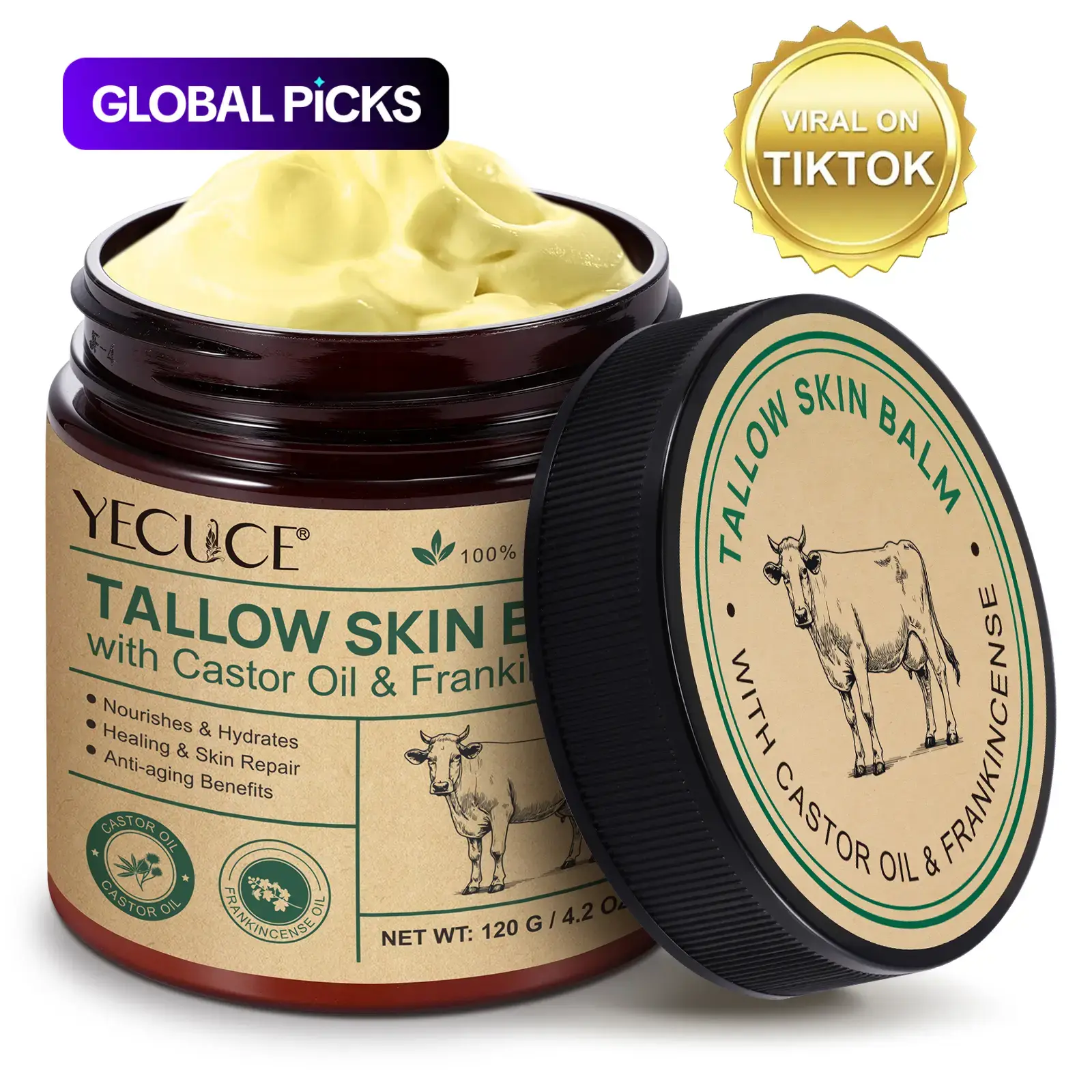Tallow Skin Balm, Nourishing Moisturizing and Hydrating Multipurpose Body Cream for Full-Body After Shower Moisturizer, Body Care Product for Women and Men #GLOBAL PICKS