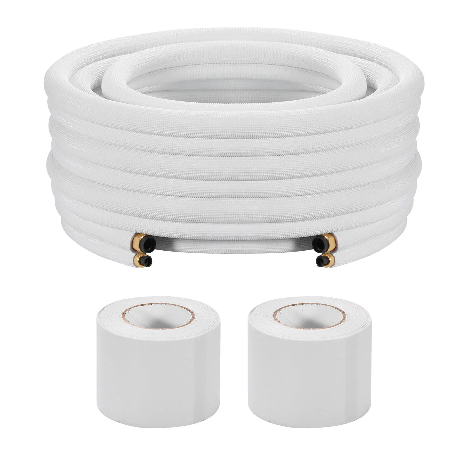 【Summerfinds】VEVOR 100ft Mini Split Line Set, 3/8” & 5/8” OD Reliable AC Copper Tubing Pipe, 3/8” White PE Thick Insulation Coil with Flared Nuts & Strapping Tapes for Mini Split HVAC/Heat Pump Systems, 3/8 Inch