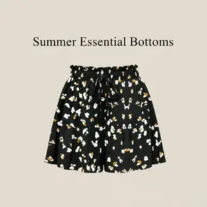Women's All Over Print Knot Front Shorts, Casual Fashionable Shorts for Summer, Women's Bottoms for Daily Wear, Drawstring Beach Shorts
