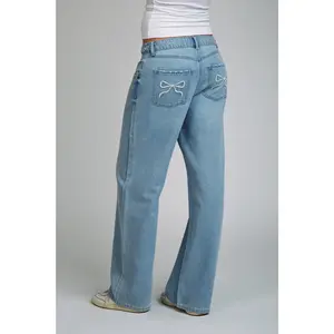 Low Pro Baggy Jeans with Bows - Blue Dream