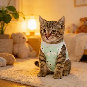 5pcs Cat Clothes Set, 4pcs L Size + High-Quality Storage Wet Bag, Post-Surgery Abdominal Wound Recovery Breathable Onesie
