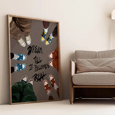 Dream Till It Becomes Real - Smard Black Wall Art Print/ Canvas for Home /Office Decor