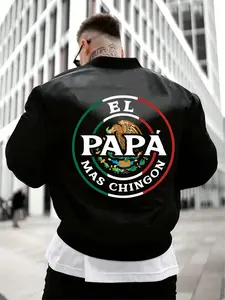 Mexican Pattern Design Men's Casual Stand Collar Zipper Jacket Sweatshirt, Fall Winter Fashion Simple Versatile Windproof Warm Coat