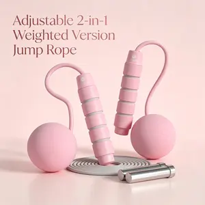 2-in-1 Adjustable Jump Rope - Cordless & Corded Weighted Skipping Rope with Non-Slip Foam Handles, Tangle-Free Design for Indoor Home Fitness & Small Spaces Cardio Workouts, Weighted Jump Rope